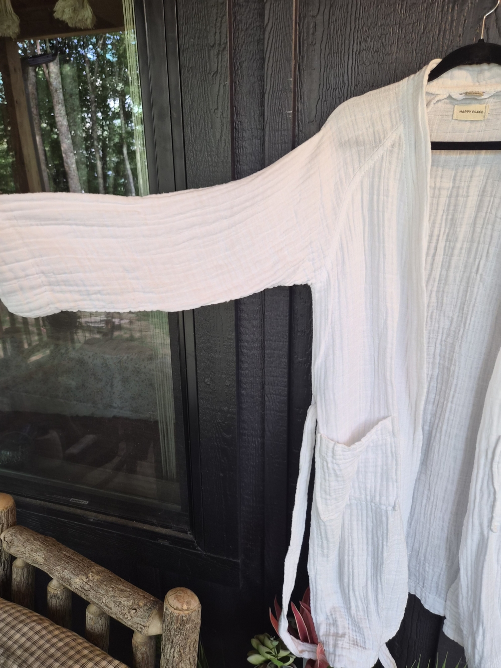 White Muslin One-Piece Robe - Picture 3 of 6